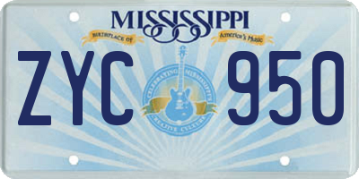 MS license plate ZYC950