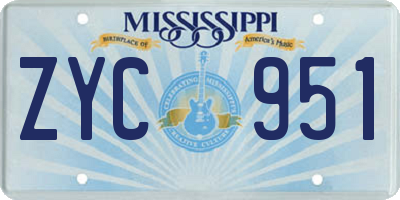 MS license plate ZYC951