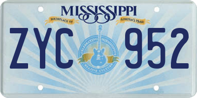 MS license plate ZYC952