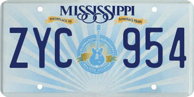MS license plate ZYC954