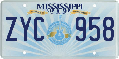 MS license plate ZYC958