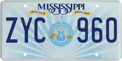 MS license plate ZYC960