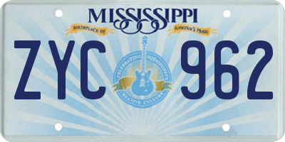 MS license plate ZYC962