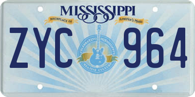 MS license plate ZYC964