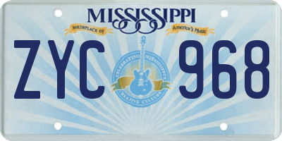 MS license plate ZYC968