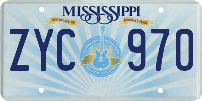 MS license plate ZYC970