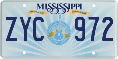 MS license plate ZYC972