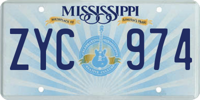 MS license plate ZYC974