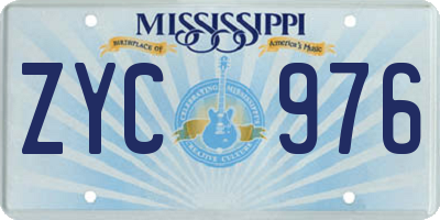 MS license plate ZYC976
