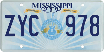 MS license plate ZYC978