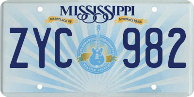 MS license plate ZYC982