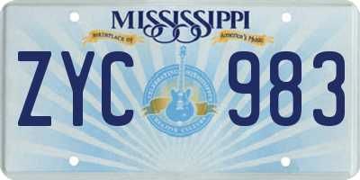 MS license plate ZYC983