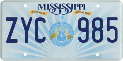 MS license plate ZYC985