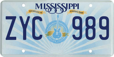 MS license plate ZYC989