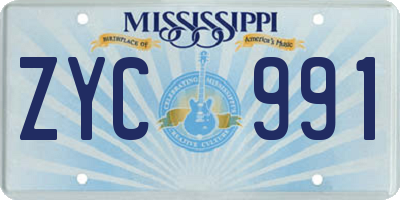 MS license plate ZYC991