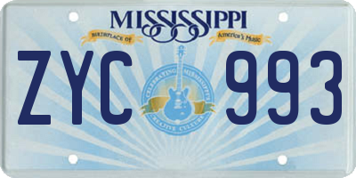 MS license plate ZYC993