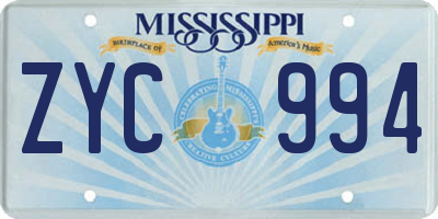 MS license plate ZYC994