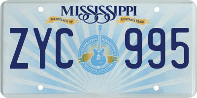 MS license plate ZYC995