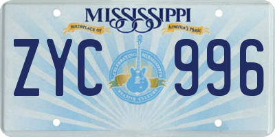 MS license plate ZYC996