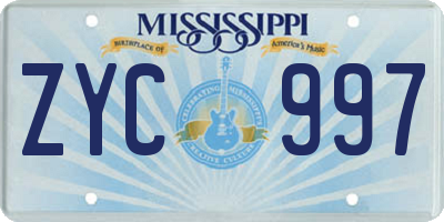 MS license plate ZYC997