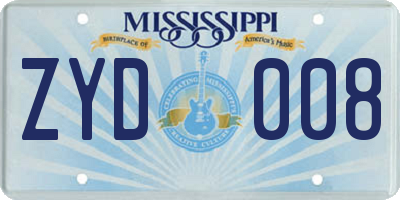 MS license plate ZYD008