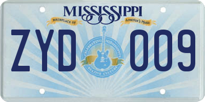 MS license plate ZYD009