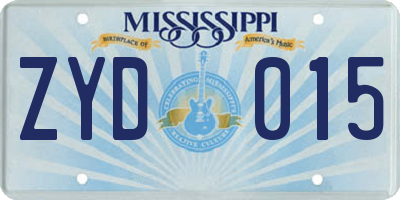 MS license plate ZYD015