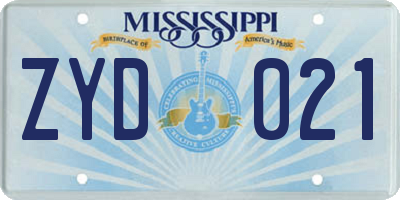 MS license plate ZYD021