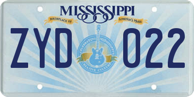 MS license plate ZYD022