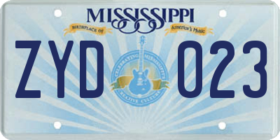 MS license plate ZYD023