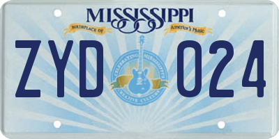 MS license plate ZYD024