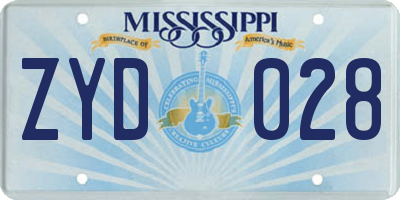 MS license plate ZYD028