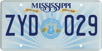 MS license plate ZYD029
