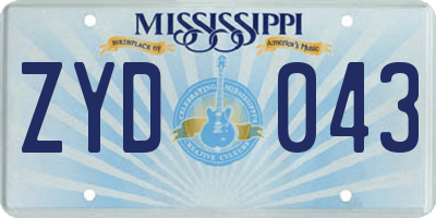 MS license plate ZYD043