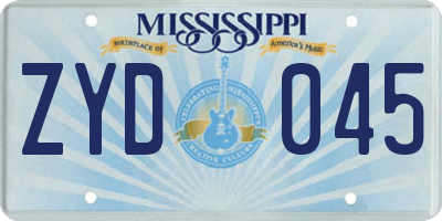 MS license plate ZYD045