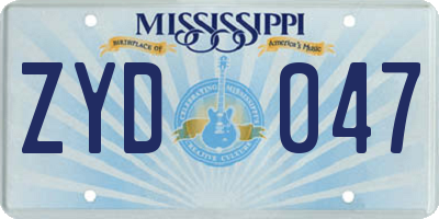 MS license plate ZYD047