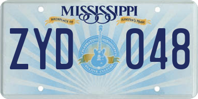 MS license plate ZYD048