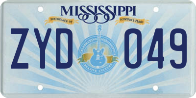 MS license plate ZYD049