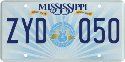 MS license plate ZYD050