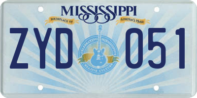 MS license plate ZYD051