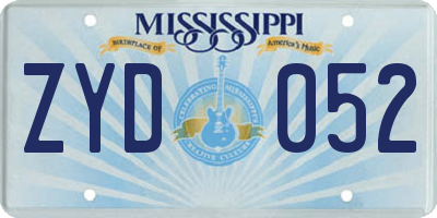 MS license plate ZYD052