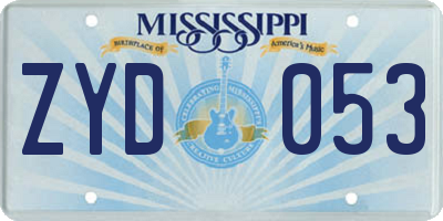 MS license plate ZYD053