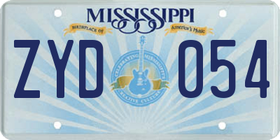 MS license plate ZYD054