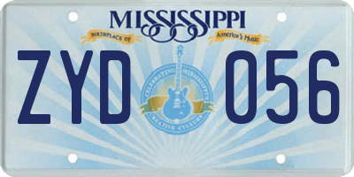 MS license plate ZYD056