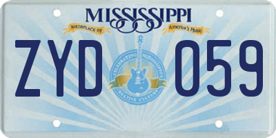 MS license plate ZYD059