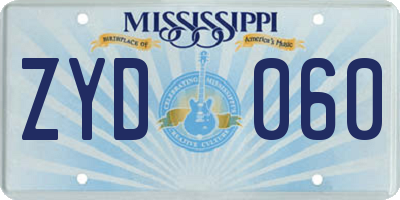 MS license plate ZYD060