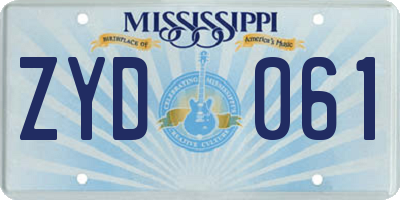 MS license plate ZYD061