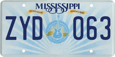 MS license plate ZYD063