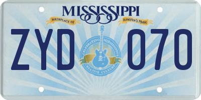 MS license plate ZYD070