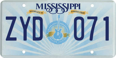 MS license plate ZYD071